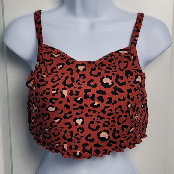 HOLLISTER Terracotta Orange Swim Leopard Print Bikini Top - Picture 1 of 8